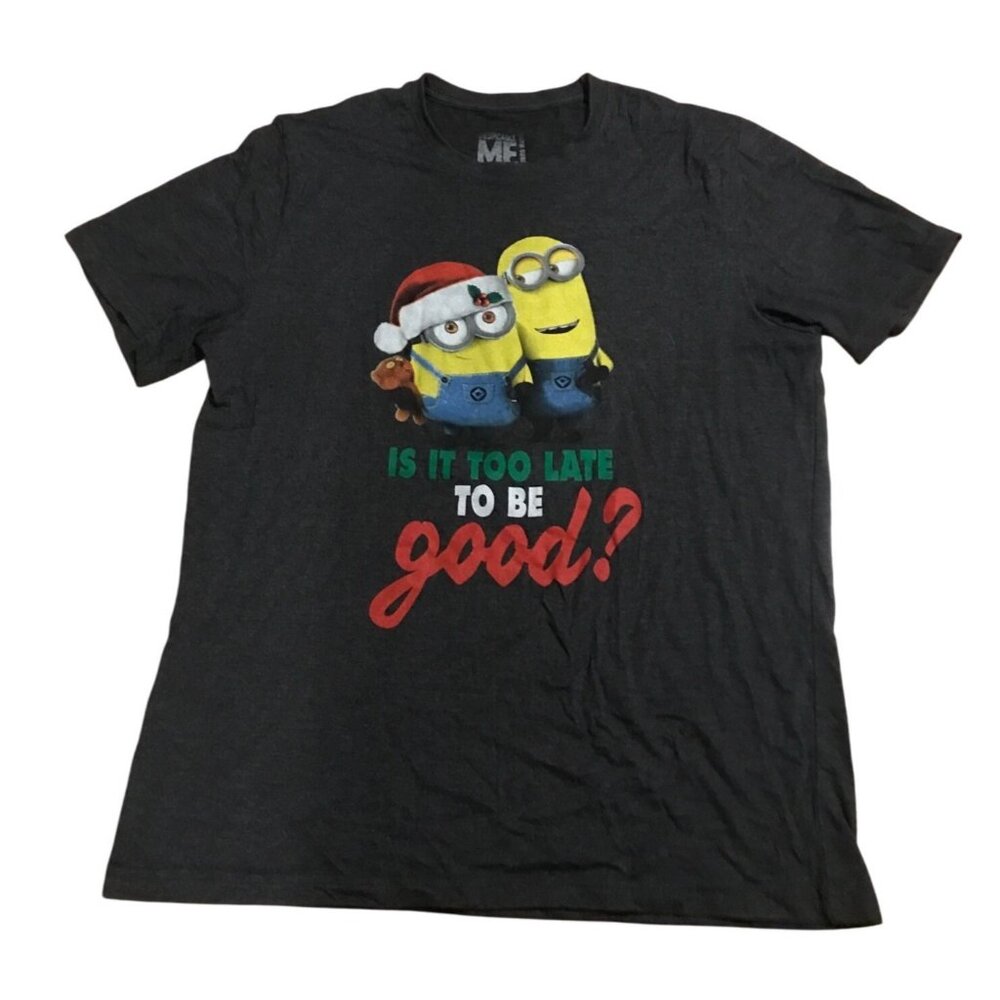 Despicable Me Minions Shirt Christmas Graphic Is It Too Late To Be Goo L/G Women